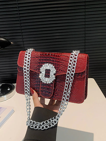 Tas Dames - Crossbody met Ketting en Strass Gesp | Feestelijk