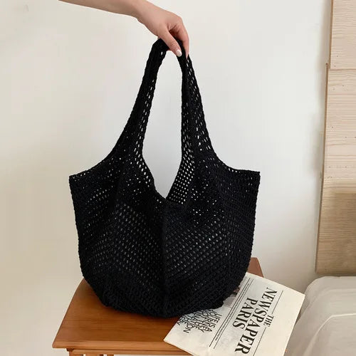 Tas Dames - Grote Gehaakte Shopper met Open Vlechtstructuur | Boho