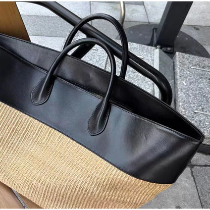 Tas Dames - Grote Shopper met Gevlochten Onderpaneel | Zomer