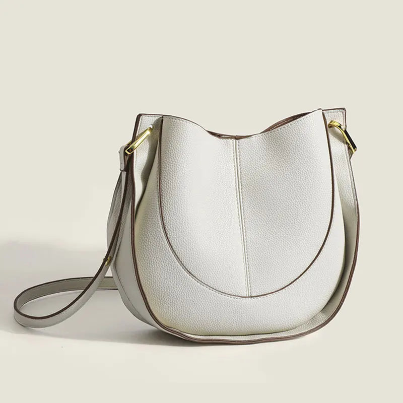 Tas Dames - Halfmaan Crossbody met Stiksels en Goud | Klassiek