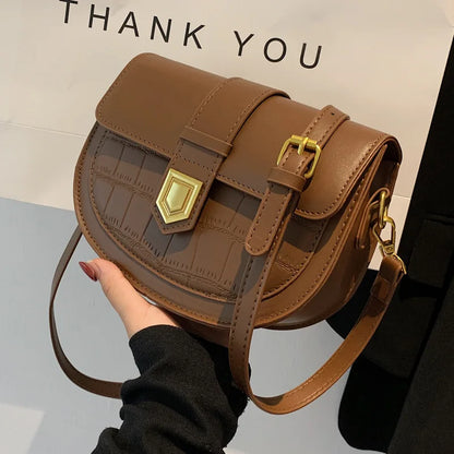 Crossbody Tas Dames - Halfmaan Saddle Bag met Gouden Slot | Chique