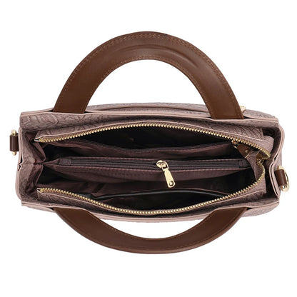 Handtas Dames - Bloemen Reliëf Tas met Houten Handvat | Chique