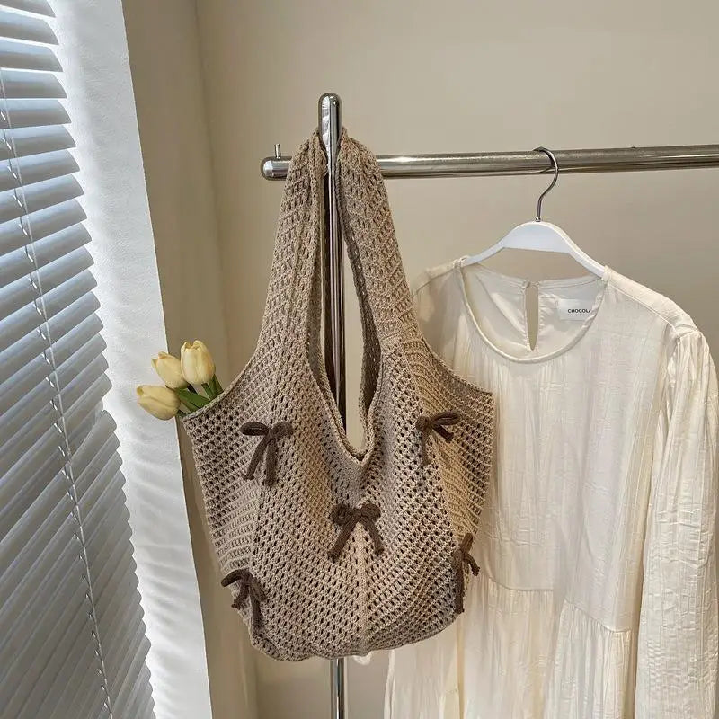 Tas Dames - Grote Open Shopper met Strikjes en Dubbele Banden | Casual