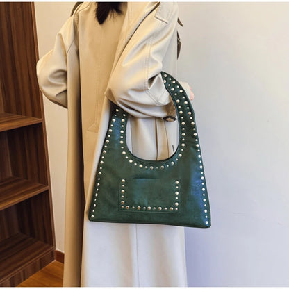 Tas Dames - Schoudertas met Studs en Halfmaan Silhouet | Casual