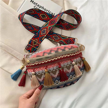 Tas Dames - Heuptas met Kwastjes en Brede Riem | Bohemian
