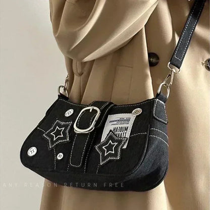Tas Dames - Schoudertas met Sterren en Zilveren Ketting | Casual
