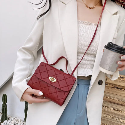 Tas Dames - Handtas met Ruitpatroon en Gouden Draaislot | Chique