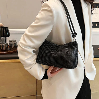 Tas Dames - Grote Glitter Schoudertas met Rits en Handvat | Chique