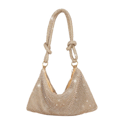 Tas Dames - Glinsterende Schoudertas met Knoopdetail | Feest