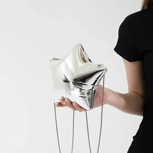 Tas Dames - Metallic Ster Clutch met Ketting | Feestelijk