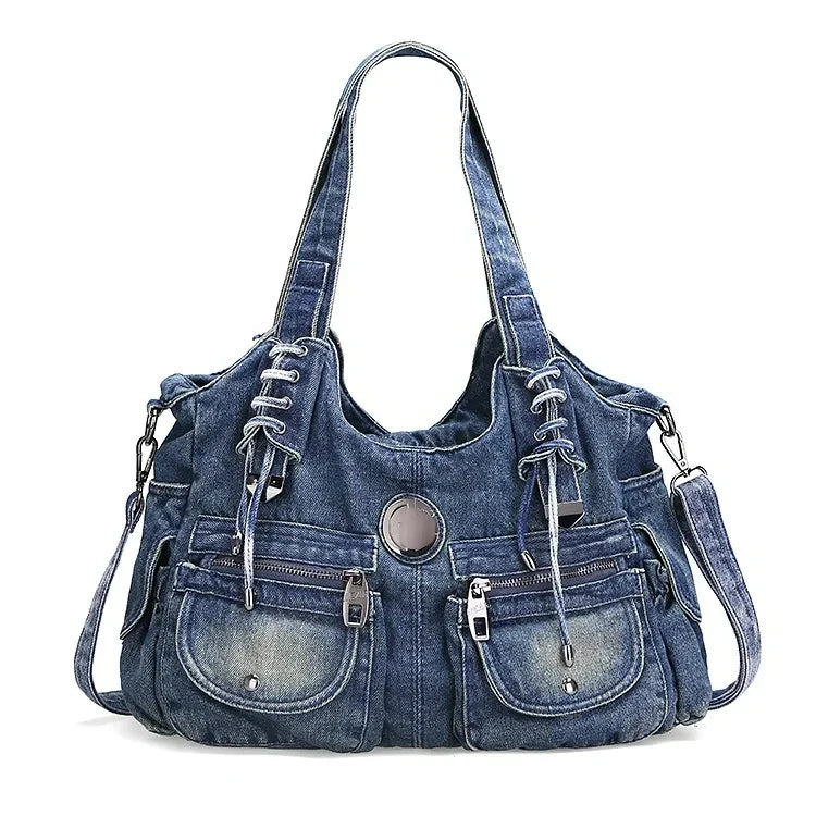 Tas Dames - Schoudertas met Voorvakken en Zilveren Hardware | Casual