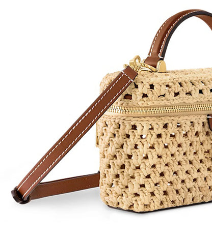 Handtas Dames - Gevlochten Zomertas met Gouden Rits | Zomer