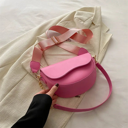 Crossbody Tas Dames - Saddle Bag met Ketting en Brede Riem | Chique