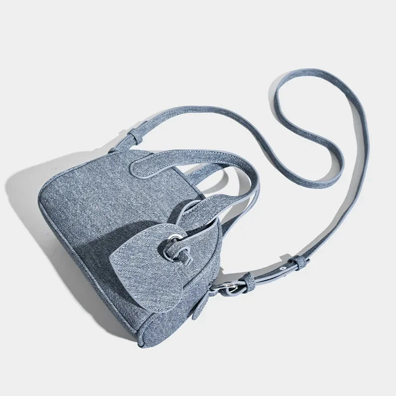 Tas Dames - Mini Bowlingtas met Hart Bedeltje en Knoopjes | Casual