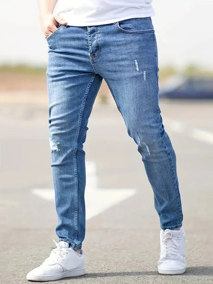 Jeans Heren - Slim Fit met Destroyed Details en Rits | Casual