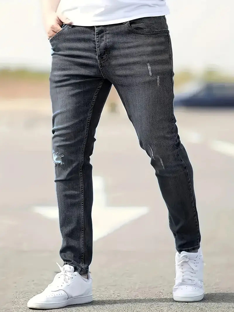 Jeans Heren - Slim Fit met Destroyed Details en Rits | Casual