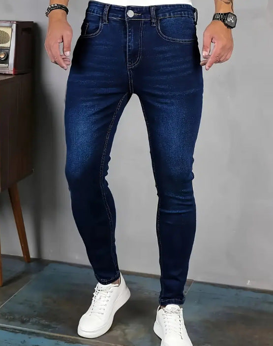 Jeans Heren - Slim Fit met Strakke Pijpen en Knoopsluiting | Casual