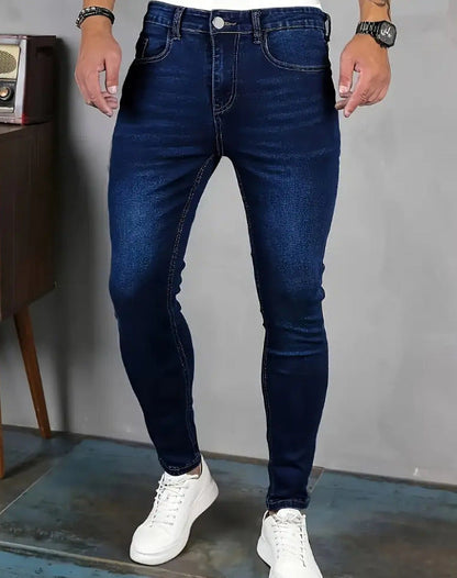 Jeans Heren - Slim Fit met Strakke Pijpen en Knoopsluiting | Casual
