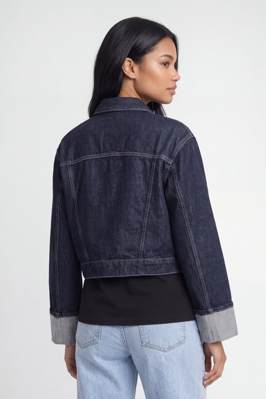 Spijkerjasje Dames - Cropped Fit met Borstzakken en Omgeslagen Mouwen | Casual