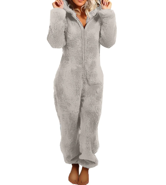 Sterre - Dames Pyjama Jumpsuit Pluizig met Fleecevoering en Capuchon