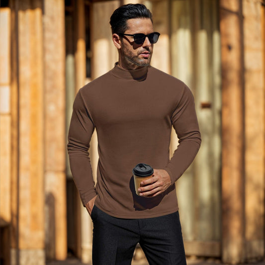 Stijn - Heren Coltrui Casual Smart met Slanke Pasvorm en Geribde Structuur