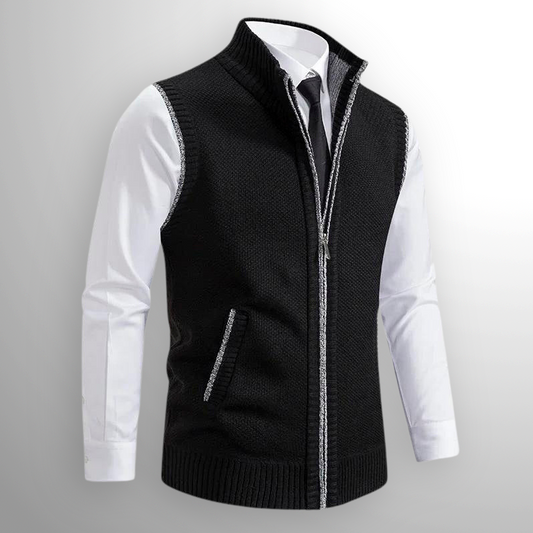 Stijn - Heren Gebreid Gilet Casual Smart met Ritssluiting en Opstaande Kraag