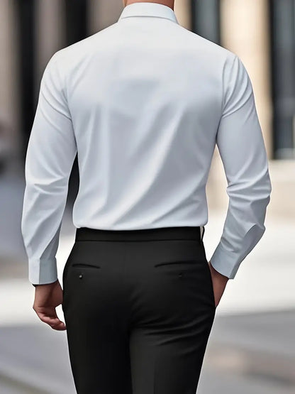 Stijn - Heren Overhemd Slim Fit Net voor de Feestdagen met Lange Mouw