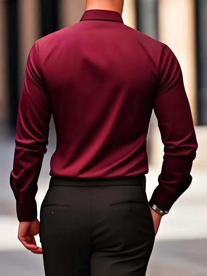 Stijn - Heren Overhemd Slim Fit Net voor de Feestdagen met Lange Mouw