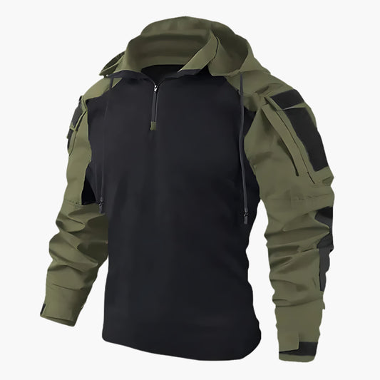 Stijn - Heren Tactical Hoodie Warm met Halve Rits en Mouwzakken