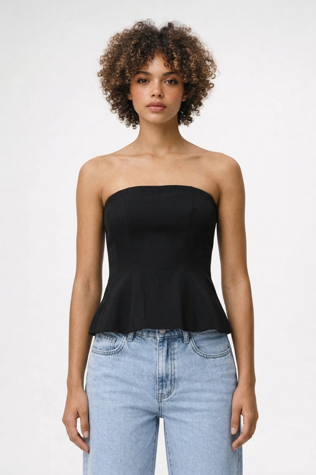 Strapless Top Dames - Peplum Zoom met Getailleerde Pasvorm
