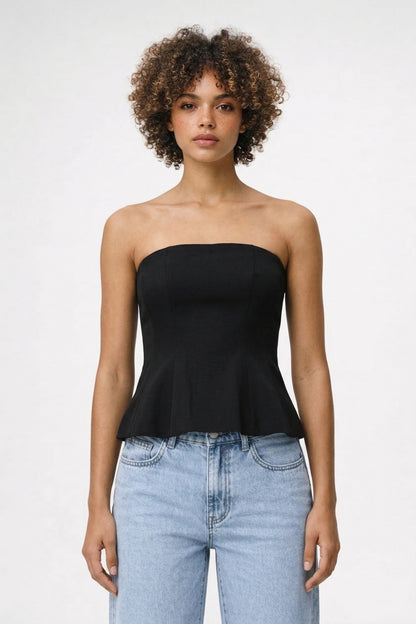 Strapless Top Dames - Peplum Zoom met Getailleerde Pasvorm