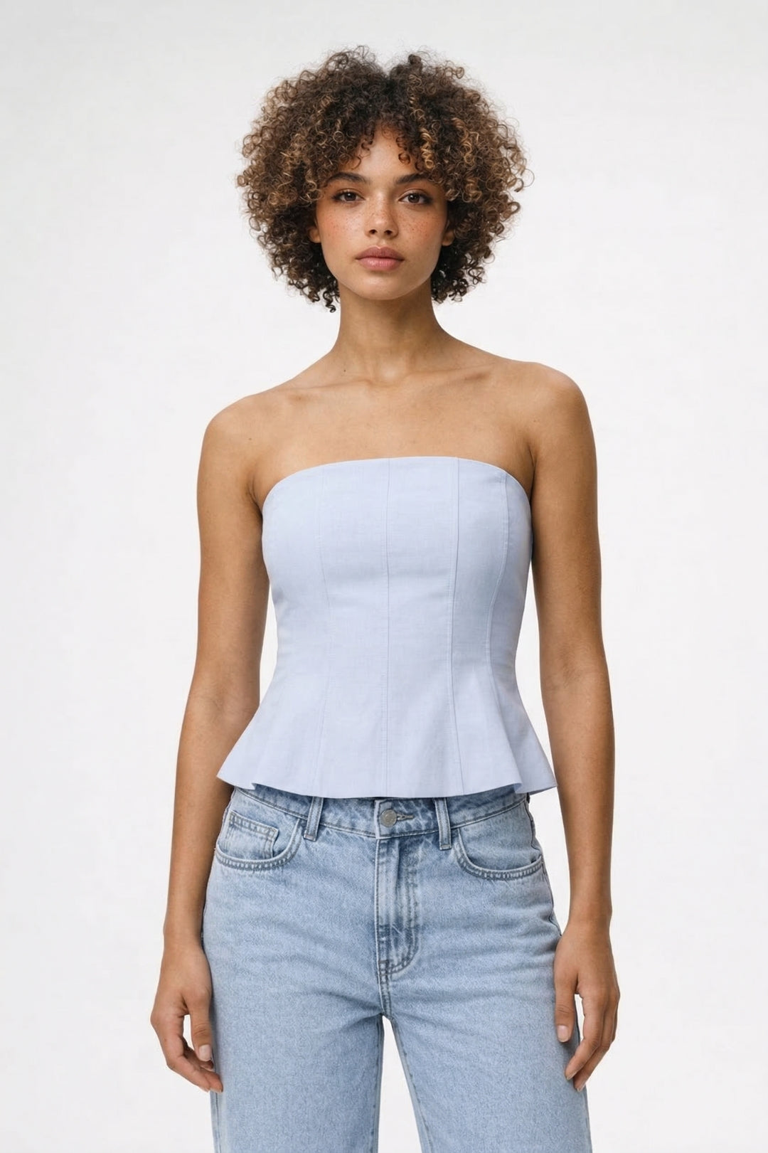 Strapless Top Dames - Peplum Zoom met Getailleerde Pasvorm