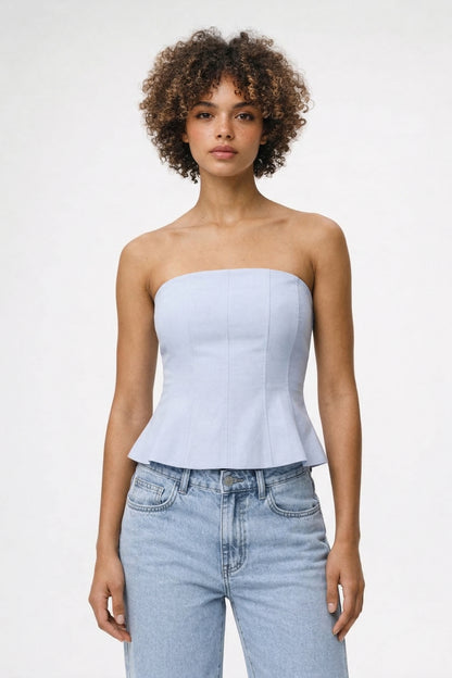 Strapless Top Dames - Peplum Zoom met Getailleerde Pasvorm