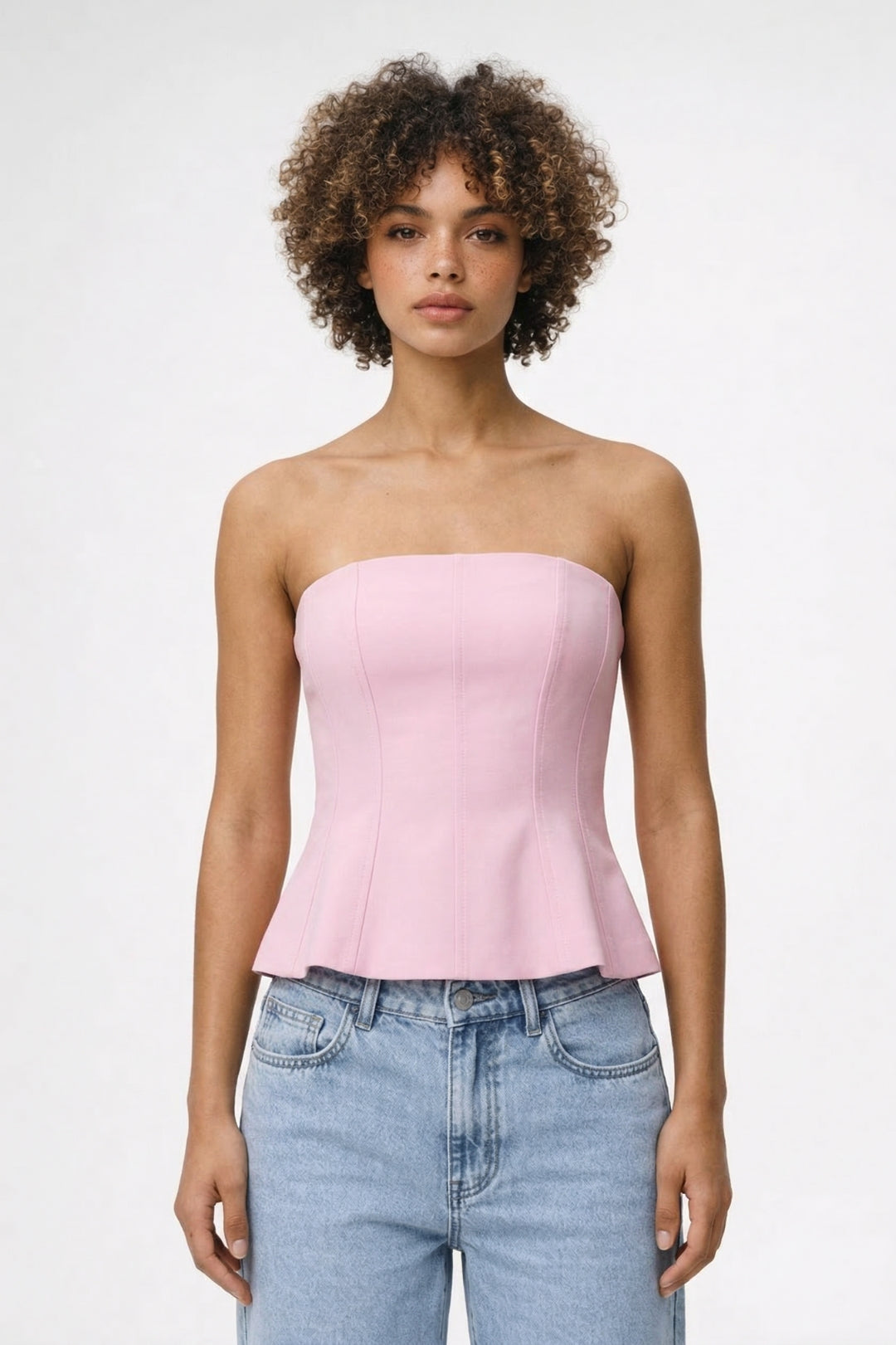 Strapless Top Dames - Peplum Zoom met Getailleerde Pasvorm