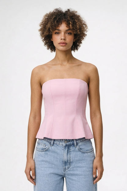 Strapless Top Dames - Peplum Zoom met Getailleerde Pasvorm