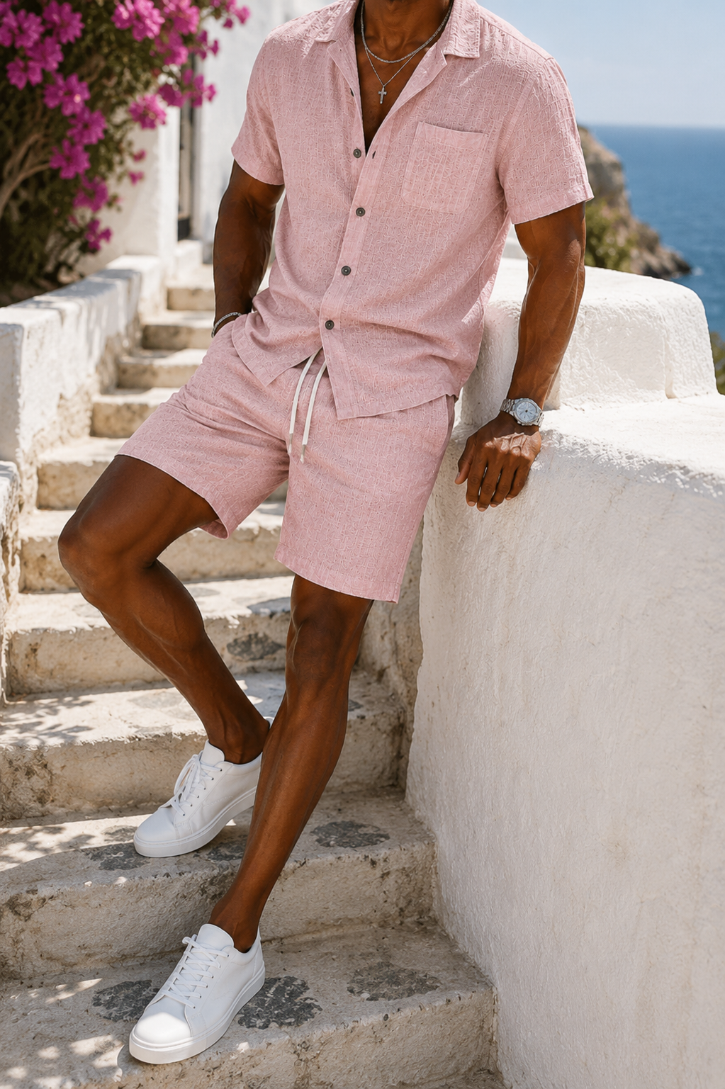 Sven - Boho Heren Linnen Zomerset met Knoopsluiting en Borstzak