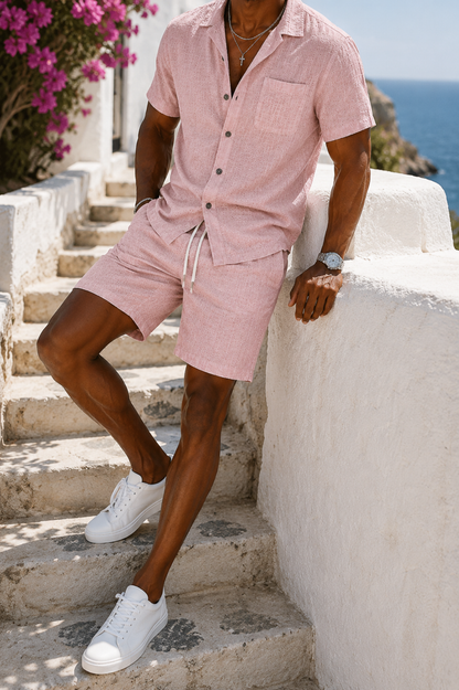 Sven - Boho Heren Linnen Zomerset met Knoopsluiting en Borstzak