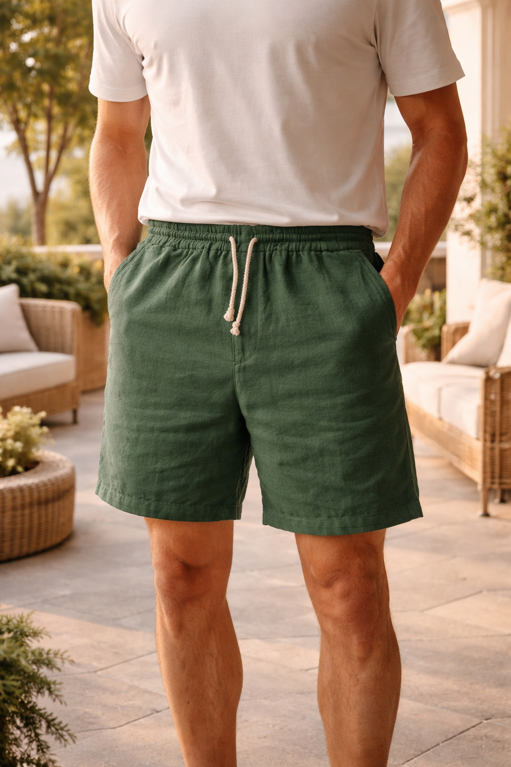 Sven - Casual Linnen Korte Broek Heren met Elastische Taille en Trekkoord