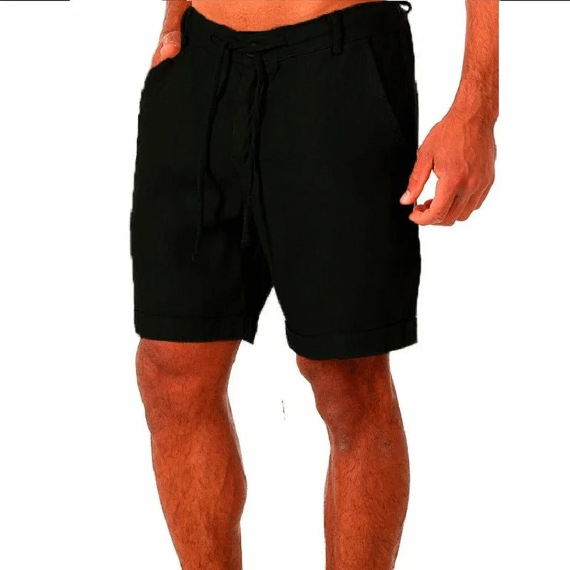 Sven - Casual Linnen Short Heren met Koordjes en Omgeslagen Zoom