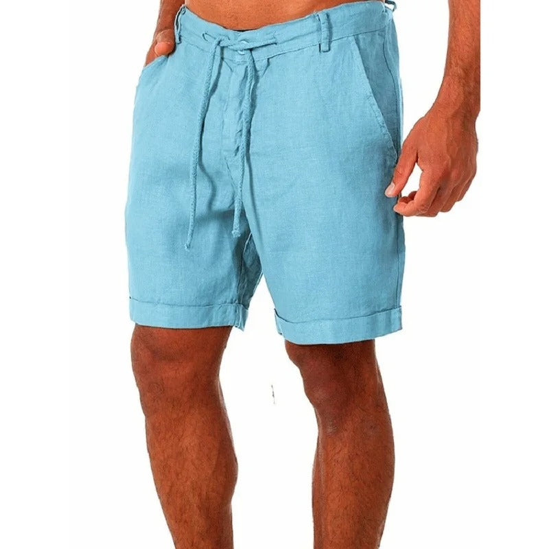 Sven - Casual Linnen Short Heren met Koordjes en Omgeslagen Zoom