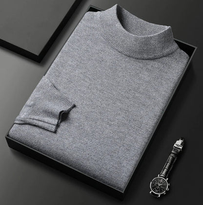 Sven - Heren Coltrui Cashmere Stijl met Aansluitende Pasvorm en Fijne Rib