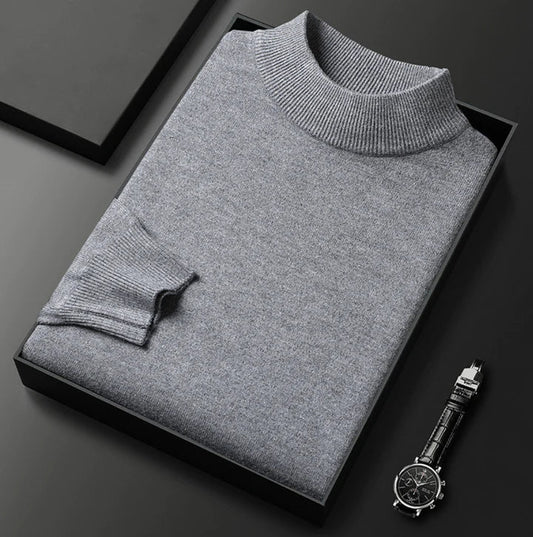 Sven - Heren Coltrui Cashmere Stijl met Aansluitende Pasvorm en Fijne Rib