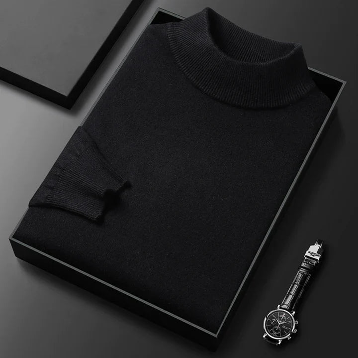 Sven - Heren Coltrui Cashmere Stijl met Aansluitende Pasvorm en Fijne Rib