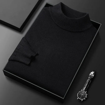 Sven - Heren Coltrui Cashmere Stijl met Aansluitende Pasvorm en Fijne Rib
