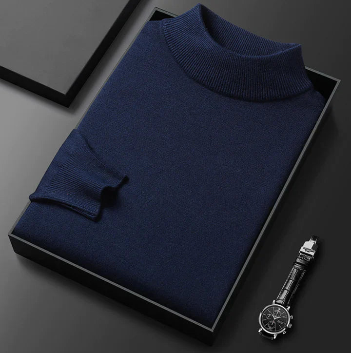 Sven - Heren Coltrui Cashmere Stijl met Aansluitende Pasvorm en Fijne Rib