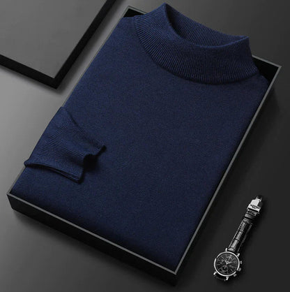 Sven - Heren Coltrui Cashmere Stijl met Aansluitende Pasvorm en Fijne Rib