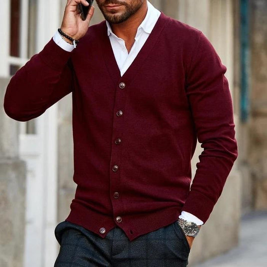 Sven - Heren Gebreid Vest Casual Smart voor de Herfst met Knoopsluiting