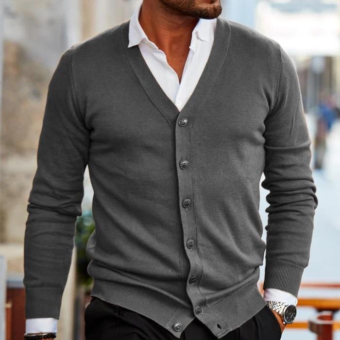 Sven - Heren Gebreid Vest Casual Smart voor de Herfst met Knoopsluiting