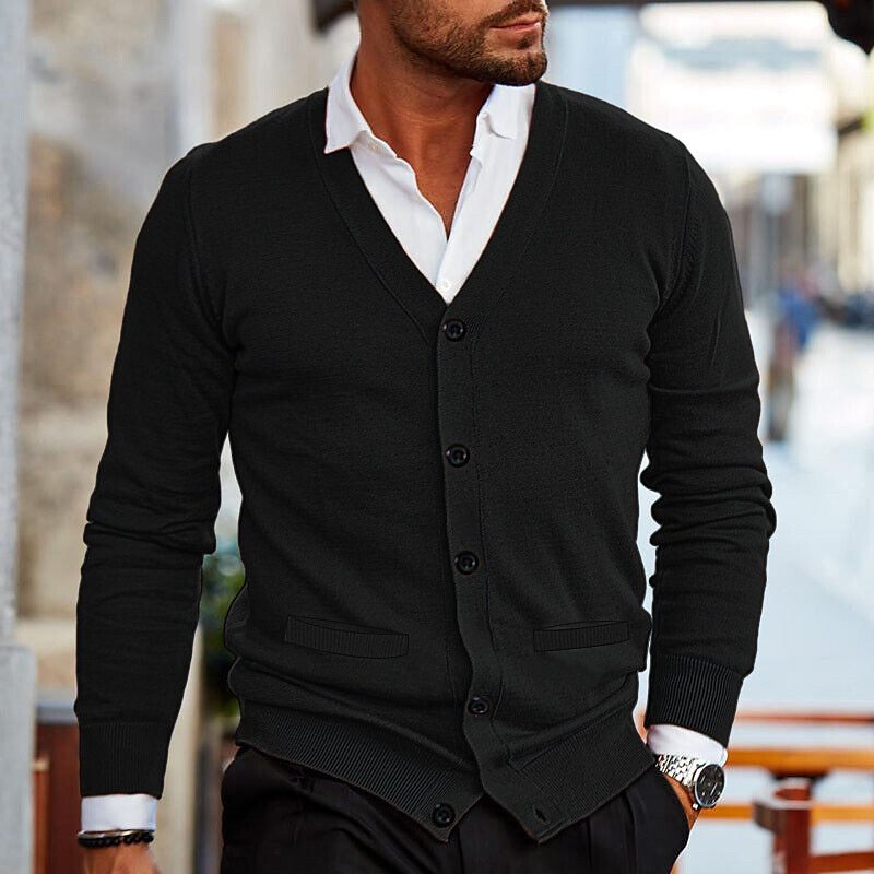 Sven - Heren Gebreid Vest Casual Smart voor de Herfst met Knoopsluiting