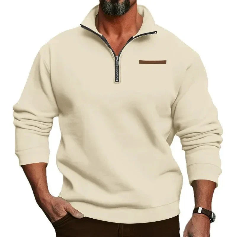 Sven - Heren Gebreide Trui met Kwart Rits Smart Casual voor de Herfst